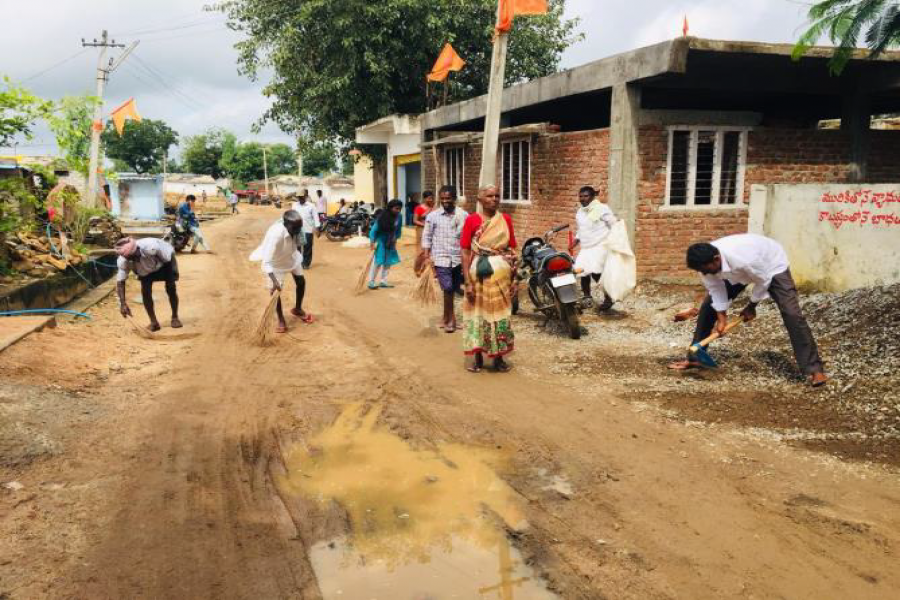 Tribal Farmers and IIOR staff done clean drive at Gorudodla Village, Vikarabad Mandal, Telangana