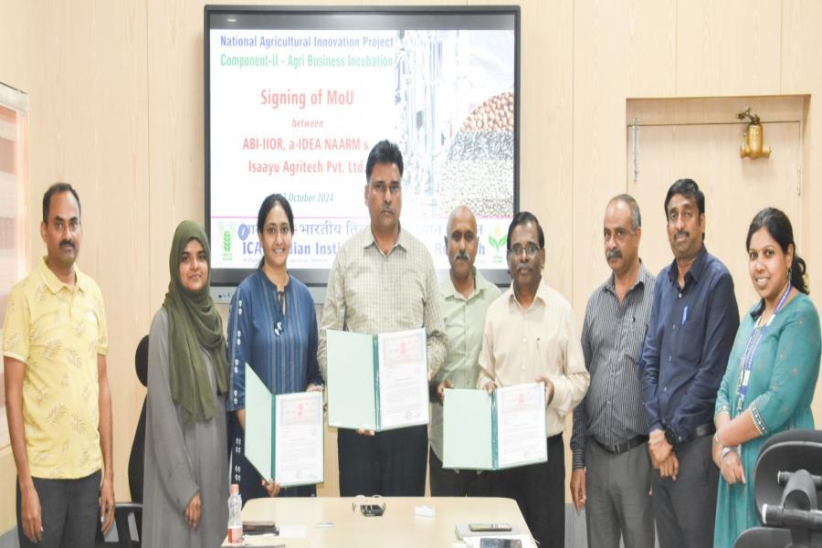 Signing of MoU between ABI-IIOR, a-IDEA NAARm & Isaayu Agritech Pvt. Ltd.