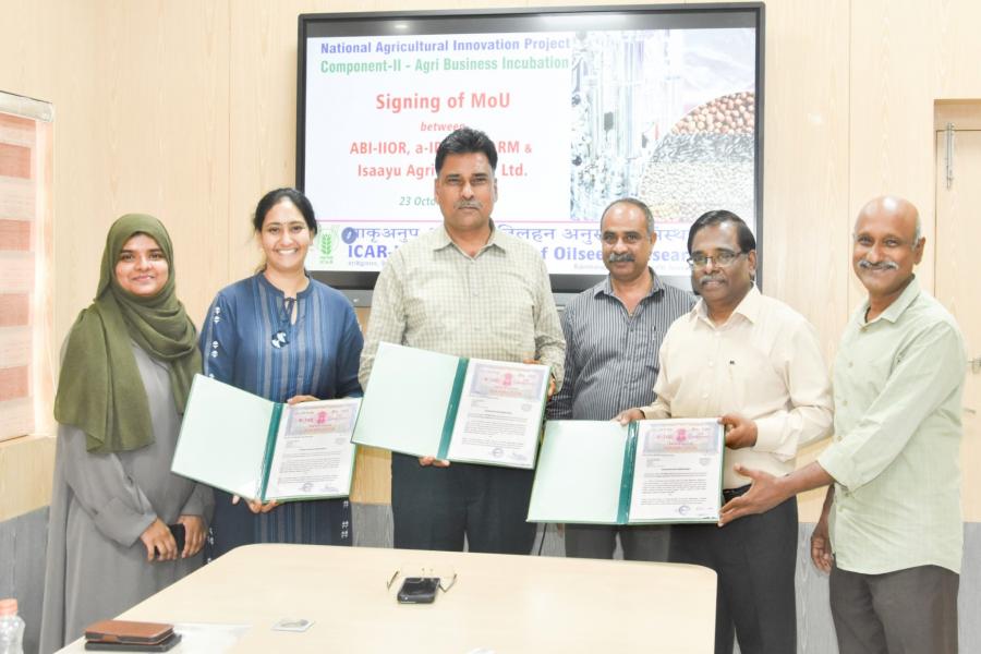 Signing of MoU between ABI-IIOR, a-IDEA NAARm & Isaayu Agritech Pvt. Ltd.