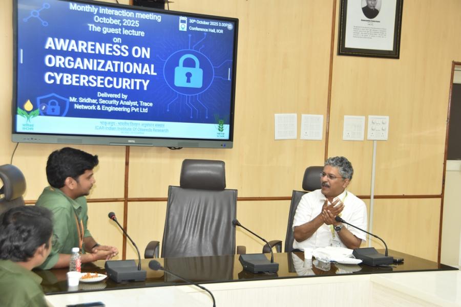 The guest lecture on " Awareness on Organizational Cybersecurity " will be delivered by Mr. Sridhar, Security Analyst, Trace Network & Engineering Pvt Ltd