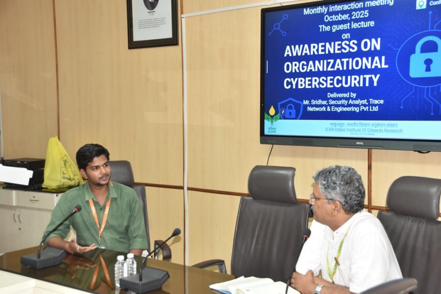 The guest lecture on " Awareness on Organizational Cybersecurity " will be delivered by Mr. Sridhar, Security Analyst, Trace Network & Engineering Pvt Ltd, Hyderabad