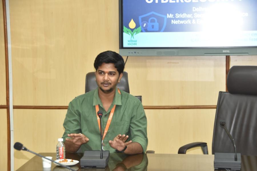 The guest lecture on " Awareness on Organizational Cybersecurity " will be delivered by Mr. Sridhar, Security Analyst, Trace Network & Engineering Pvt Ltd, Hyderabad